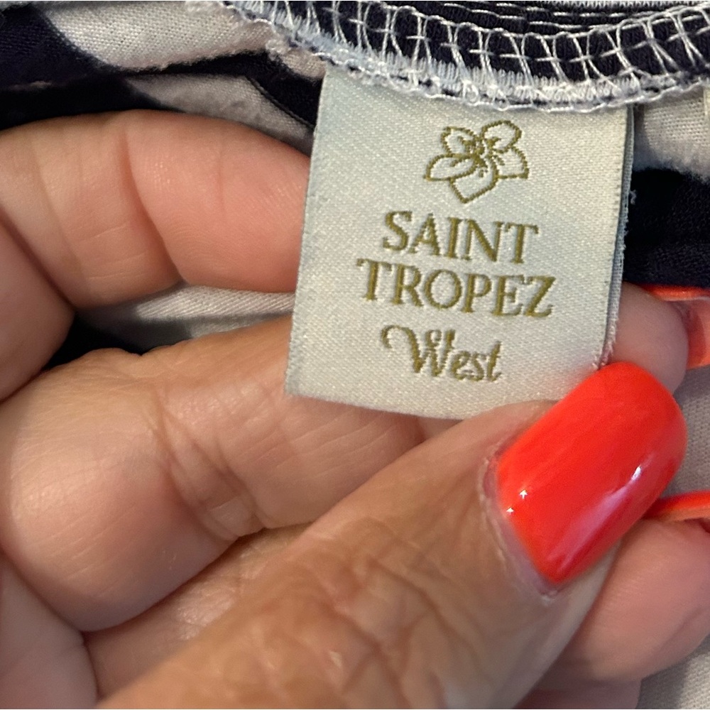 Saint Tropez West Terry Cloth Navy and White Striped Beach Cover Up - Picture 4 of 6